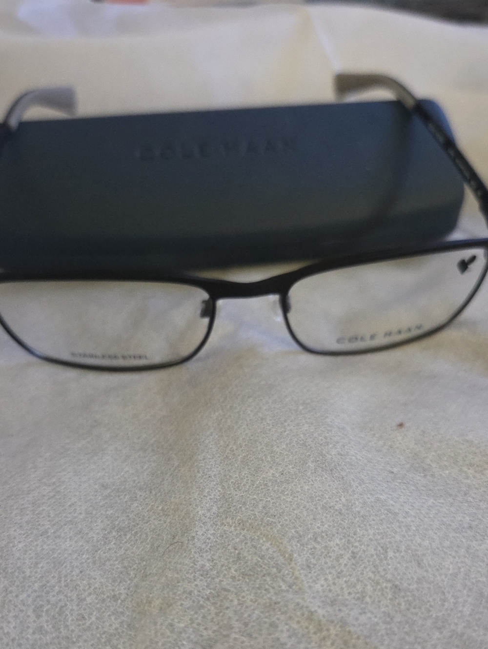 New. Cole Haan Black Metal Rectangular Glasses